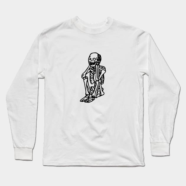 sad skeleton Long Sleeve T-Shirt by zaiynabhw